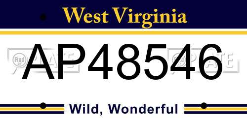 AP48546 West Virginia License Plate