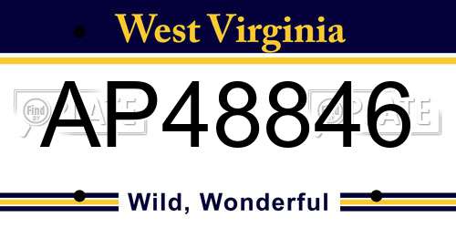 AP48846 West Virginia License Plate