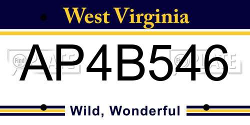 AP4B546 West Virginia License Plate
