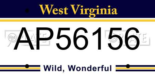 AP56156 West Virginia License Plate