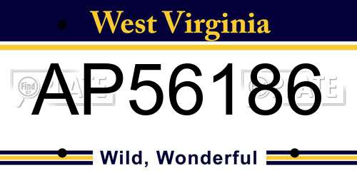 AP56186 West Virginia License Plate