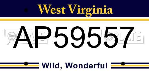 AP59557 West Virginia License Plate