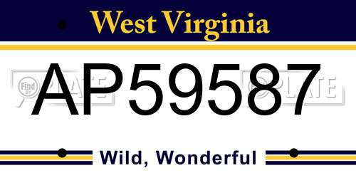 AP59587 West Virginia License Plate