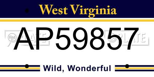 AP59857 West Virginia License Plate