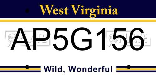 AP5G156 West Virginia License Plate