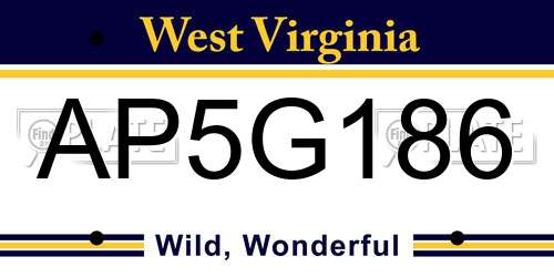AP5G186 West Virginia License Plate