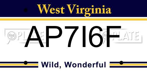 AP7I6F West Virginia License Plate