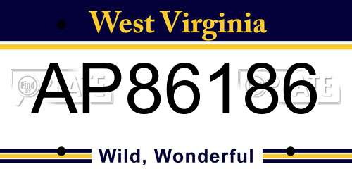 AP86186 West Virginia License Plate