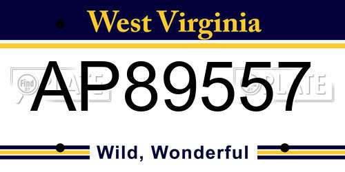AP89557 West Virginia License Plate