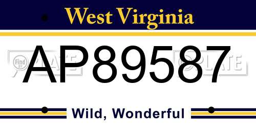 AP89587 West Virginia License Plate