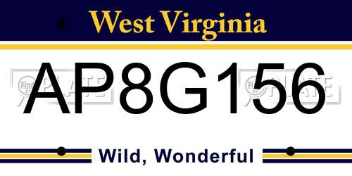 AP8G156 West Virginia License Plate