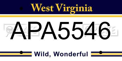 APA5546 West Virginia License Plate