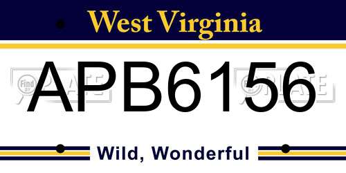 APB6156 West Virginia License Plate
