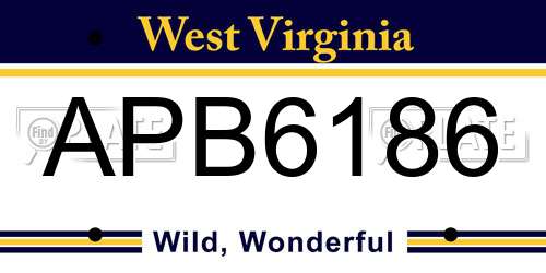 APB6186 West Virginia License Plate