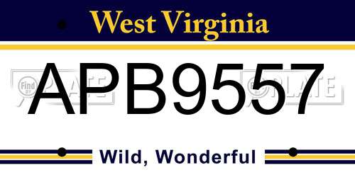 APB9557 West Virginia License Plate
