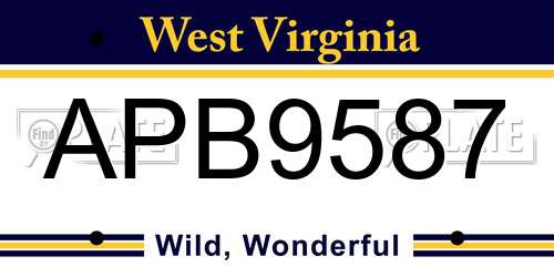 APB9587 West Virginia License Plate