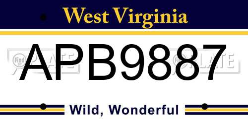 APB9887 West Virginia License Plate