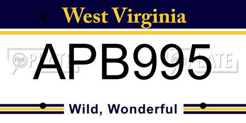APB995 West Virginia License Plate