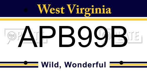 APB99B West Virginia License Plate