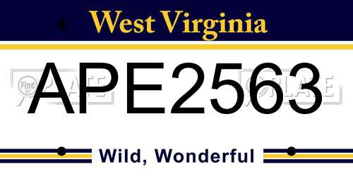APE2563 West Virginia License Plate