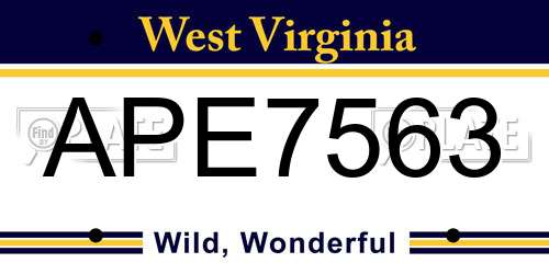 APE7563 West Virginia License Plate
