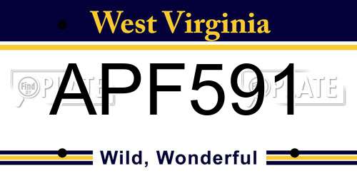 APF591 West Virginia License Plate