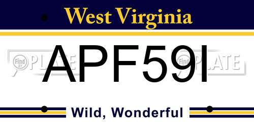 APF59I West Virginia License Plate