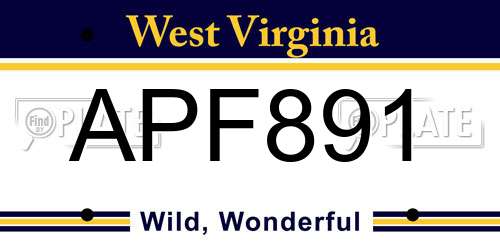APF891 West Virginia License Plate