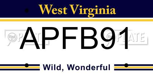 APFB91 West Virginia License Plate