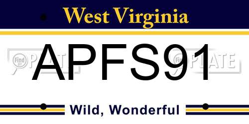 APFS91 West Virginia License Plate