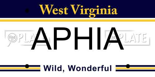 APHIA West Virginia License Plate