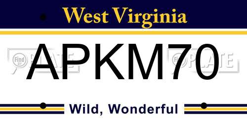 APKM70 West Virginia License Plate
