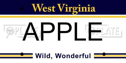 APPLE West Virginia License Plate