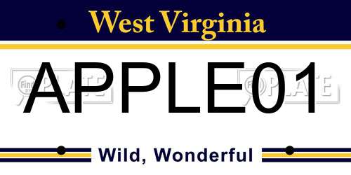 APPLE01 West Virginia License Plate