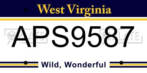 APS9587 West Virginia License Plate