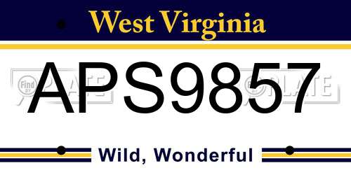 APS9857 West Virginia License Plate