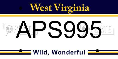 APS995 West Virginia License Plate