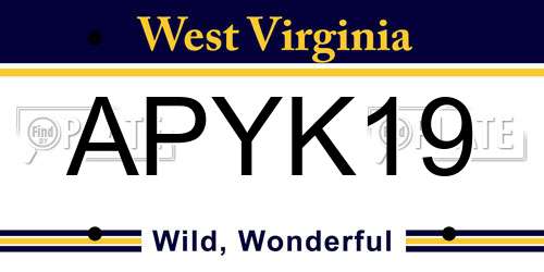 APYK19 West Virginia License Plate