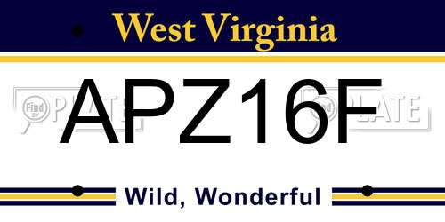 APZ16F West Virginia License Plate