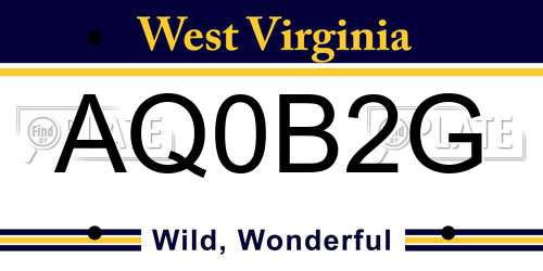AQ0B2G West Virginia License Plate