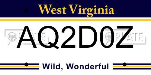 AQ2D0Z West Virginia License Plate