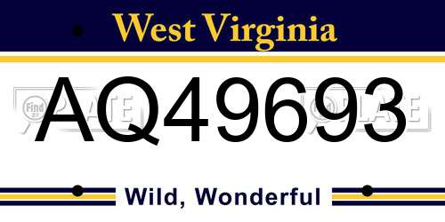 AQ49693 West Virginia License Plate
