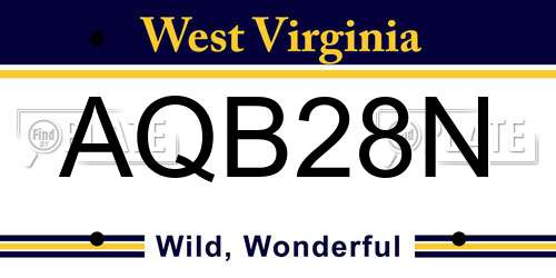 AQB28N West Virginia License Plate
