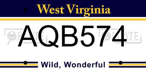 AQB574 West Virginia License Plate