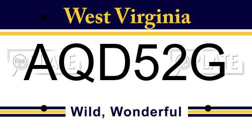 AQD52G West Virginia License Plate