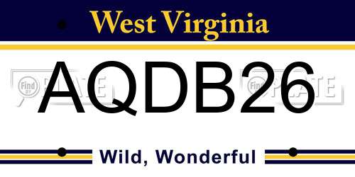 AQDB26 West Virginia License Plate