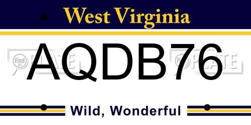 AQDB76 West Virginia License Plate