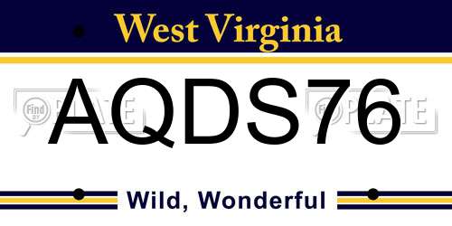 AQDS76 West Virginia License Plate