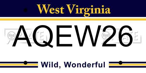 AQEW26 West Virginia License Plate