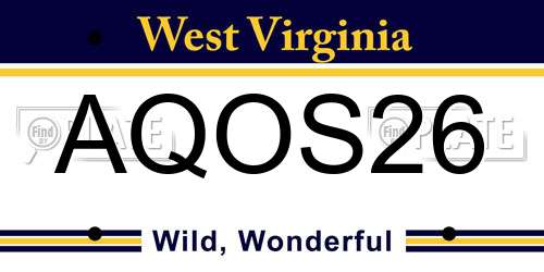 AQOS26 West Virginia License Plate